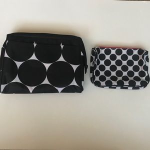 Thirty-One Cosmetic Bag Set in black and white dot